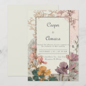 Romantische  Bloemen Huwelijksuitnodiging Kaart (Voorkant / Achterkant)
