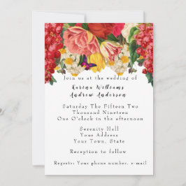 Romantische  Bloemen Huwelijksuitnodiging Kaart