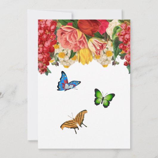 Romantische Bloemen Huwelijksuitnodiging Kaart (Achterkant)