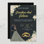 Romantische Bloemen Huwelijksuitnodiging met Paar Kaart (Voorkant / Achterkant)