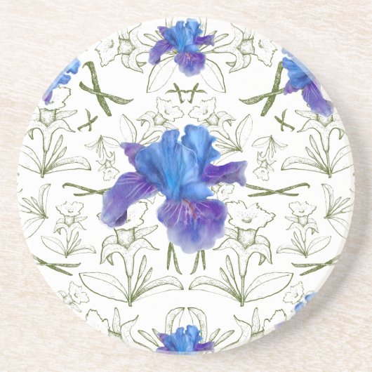 Romantische bloemen in de Engelse huistuin Zandsteen Onderzetter (Voorkant)