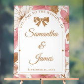 Romantische Bloemen Ingang Teken met Namen & Datum Acryl Bord (Neutraal)