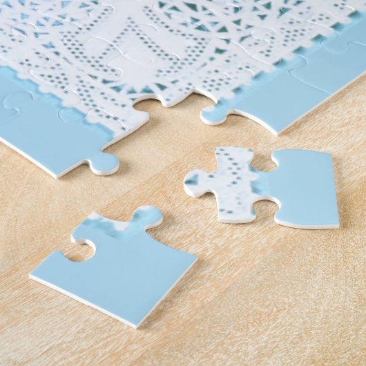 Romantische  Bloemen Kant Border Valentijn Legpuzzel (Zijkant)