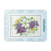 Romantische Bloemen Kant Border Valentijn Magneet (Horizontaal)