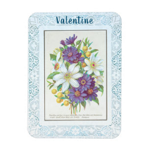 Romantische  Bloemen Kant Border Valentijn Magneet