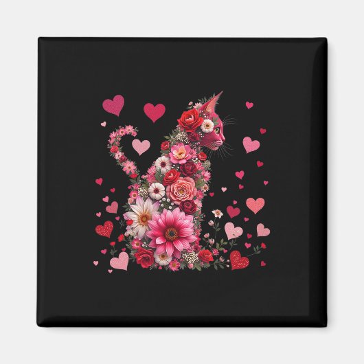 Romantische Bloemen Kat Liefhebbers Natuur Hart Va Magneet (Voorkant)