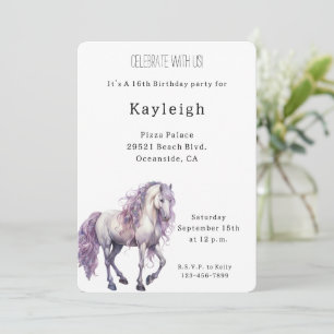 Romantische Bloemen Lavendel Witte Paard Verjaarda Kaart