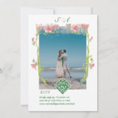  Romantische Bloemen Lijst Monogram Huwelijk Kaart (Achterkant)