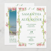  Romantische Bloemen Lijst Monogram Huwelijk Kaart (Voorkant / Achterkant)