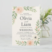 Romantische Bloemen met zachte perzik en ivoren bl Kaart (Staand voorkant)