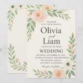 Romantische Bloemen met zachte perzik en ivoren bl Kaart (Voorkant / Achterkant)