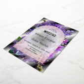 Romantische bloemen met zwarte en witte achtergron folie uitnodiging (Gedraaid)