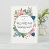 Romantische bloemen & minimalistische elegante bru bedankkaart (Staand voorkant)