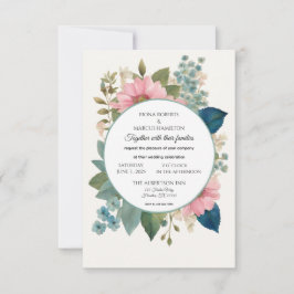 Romantische bloemen & minimalistische elegante bru RSVP kaartje