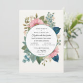 Romantische bloemen & minimalistische elegante bru save the date (Staand voorkant)