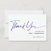 Romantische bloemen moderne script bruidssalon bedankkaart (Voorkant)
