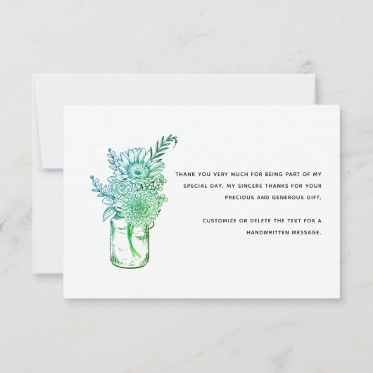 Romantische bloemen moderne script bruidssalon bedankkaart (Achterkant)