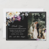 Romantische Bloemen Moody Donkere Bloemen Huwelijk Bedankkaart (Voorkant)