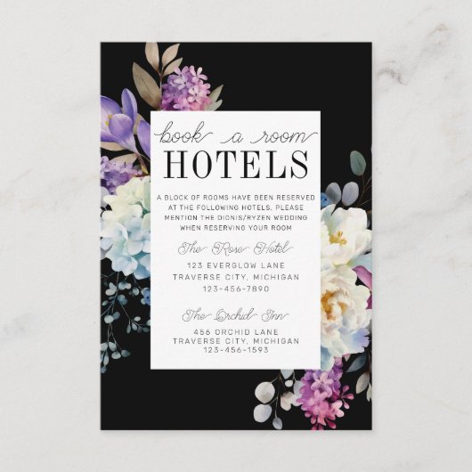 Romantische Bloemen Moody Donkere Bloemen Huwelijk Informatiekaartje (Voorkant)