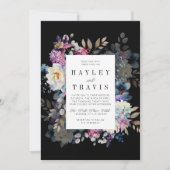 Romantische Bloemen Moody Donkere Bloemen Huwelijk Kaart (Voorkant)