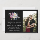 Romantische Bloemen Moody Donkere Bloemen Huwelijk Save The Date (Voorkant)