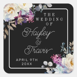 Romantische Bloemen Moody Donkere Bloemen Huwelijk Vierkante Sticker