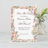 Romantische Bloemen Opslaan De Datum Kaart (Staand voorkant)