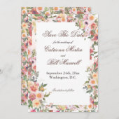 Romantische Bloemen Opslaan De Datum Kaart (Voorkant / Achterkant)