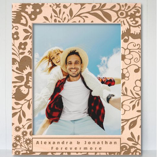 Romantische Bloemen Pas getrouwd bruiloft Gegraveerde Lijstjes