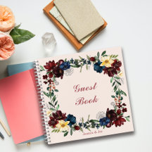 Romantische bloemen personaliseren gastenboek