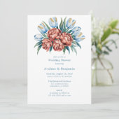 Romantische bloemen: pioenen en tulpen paren douch kaart (Staand voorkant)