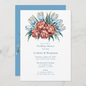 Romantische bloemen: pioenen en tulpen paren douch kaart (Voorkant / Achterkant)