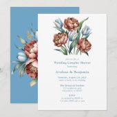 Romantische bloemen: pioenen & tulpen bruiloft dou kaart (Voorkant / Achterkant)