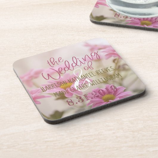 Romantische Bloemen Plastic Onderzetter Set Roze D (Linkerzijde)