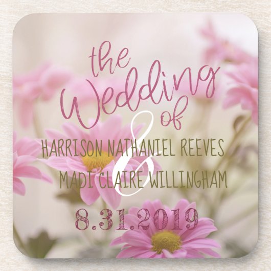 Romantische Bloemen Plastic Onderzetter Set Roze D (Voorkant)