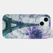 Romantische Bloemen Postmark Paris Eiffeltoren Case-Mate iPhone Case (Achterkant (horizontaal))