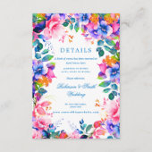 Romantische Bloemen Regenboog Ombre Trouwdetails Informatiekaartje (Voorkant)