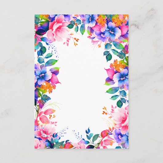 Romantische Bloemen Regenboog Ombre Trouwdetails Informatiekaartje (Achterkant)