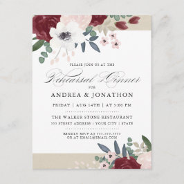 Romantische Bloemen Repetitie diner uitnodigen Kaart