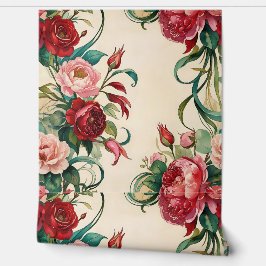 Romantische  Bloemen Rood Roze Rose Verwijderbaar Behang