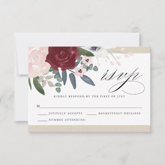 Romantische Bloemen RSVP (Voorkant)