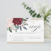 Romantische Bloemen RSVP Kaartje (Staand voorkant)