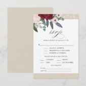 Romantische Bloemen RSVP met Menu (Voorkant / Achterkant)
