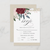 Romantische Bloemen RSVP met Menu (Voorkant / Achterkant)