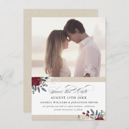 Romantische Bloemen Save the Date (Voorkant / Achterkant)