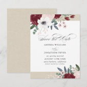 Romantische Bloemen Save the Date Kaart (Voorkant / Achterkant)