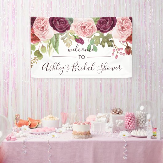 Romantische Bloemen Shower Welkom Banner (Feest)