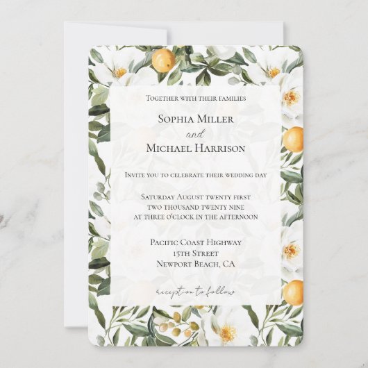 Romantische Bloemen Sinaasappels Sicilië Italiaans Kaart (Voorkant)