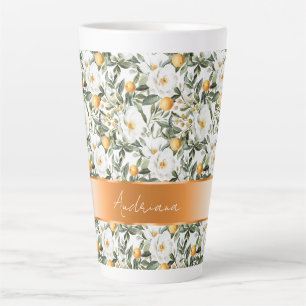 Romantische Bloemen Sinaasappels Sicilië Italiaans Latte Mok