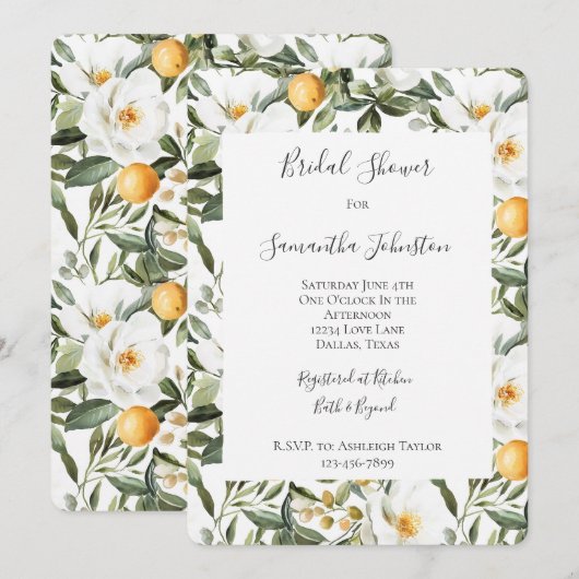 Romantische Bloemen Sinaasappels Sicilië Vrijgezel Kaart (Voorkant / Achterkant)